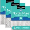 Nordic Pure 25x25x1 (24_1/2x24_1/2) Pleated Air Filters MERV 14 Plus Carbon 3 Pack (25x25x1M14+C-3)