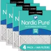 Nordic Pure 25x25x1 (24_1/2x24_1/2) Pleated Air Filters MERV 14 Plus Carbon 4 Pack (25x25x1M14+C-4)