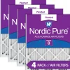 Nordic Pure 25x25x1 (24_1/2x24_1/2) Pleated MERV 8 Air Filters 4 Pack (25x25x1M8-4)