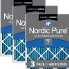 Nordic Pure 24x24x1 (23_3/8x23_3/8) Pleated Air Filters MERV 7 Plus Carbon 3 Pack (24x24x1M7+C-3)