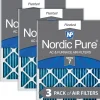 Nordic Pure 24x24x1 (23_3/8x23_3/8) Pleated MERV 7 Air Filters 3 Pack (24x24x1M7-3)