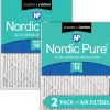 Nordic Pure 24x24x1 (23_3/8x23_3/8) Pleated Air Filters MERV 14 Plus Carbon 2 Pack (24x24x1M14+C-2)