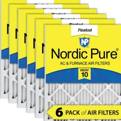 Nordic Pure 25x25x1 (24_1/2x24_1/2) Pleated MERV 10 Air Filters 6 Pack (25x25x1M10-6)