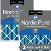 Nordic Pure 25x25x1 (24_1/2x24_1/2) Pleated Air Filters MERV 7 Plus Carbon 2 Pack (25x25x1M7+C-2)