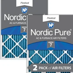 Nordic Pure 24x24x1 (23_3/8x23_3/8) Pleated MERV 7 Air Filters 2 Pack (24x24x1M7-2)