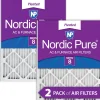 Nordic Pure 25x25x1 (24_1/2x24_1/2) Pleated MERV 8 Air Filters 2 Pack (25x25x1M8-2)
