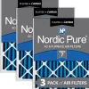 Nordic Pure 24x30x2 Pleated Air Filters MERV 7 Plus Carbon 3 Pack (24x30x2M7+C-3)