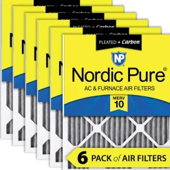 Nordic Pure 8x20x1 Pleated Air Filters MERV 10 Pleated Plus Carbon 6 Pack (8x20x1PM10C-6)
