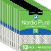 Nordic Pure 8x20x1 Pleated Air Filters MERV 13 Plus Carbon 12 Pack (8x20x1M13+C-12)