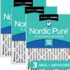 Nordic Pure 24x24x2 Pleated Air Filters MERV 14 Plus Carbon 3 Pack (24x24x2M14+C-3)