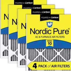 Nordic Pure 8x20x1 Pleated Air Filters MERV 10 Pleated Plus Carbon 4 Pack (8x20x1PM10C-4)
