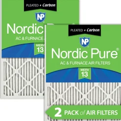Nordic Pure 24x30x1 Pleated Air Filters MERV 13 Plus Carbon 2 Pack (24x30x1M13+C-2)