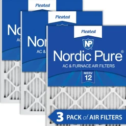 Nordic Pure 8x20x1 Pleated MERV 12 Air Filters 3 Pack (8x20x1M12-3)