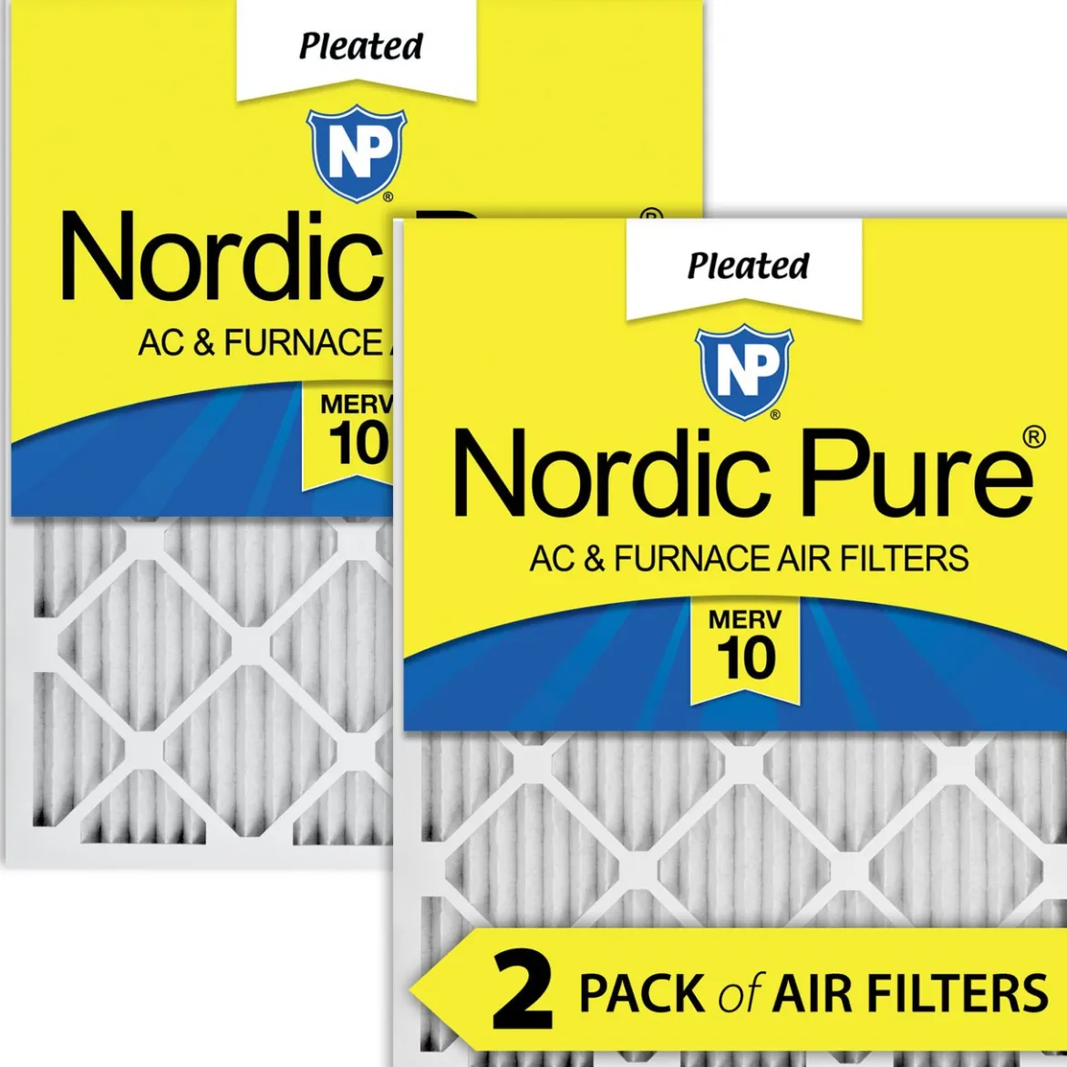 Nordic Pure 8x20x1 Pleated MERV 10 Air Filters 2 Pack (8x20x1M10-2)