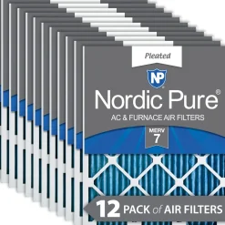 Nordic Pure 8x20x1 Pleated MERV 7 Air Filters 12 Pack (8x20x1M7-12)