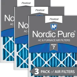 Nordic Pure 24x30x2 Pleated MERV 7 Air Filters 3 Pack (24x30x2M7-3)