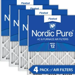 Nordic Pure 24x30x1 Pleated MERV 12 Air Filters 4 Pack (24x30x1M12-4)