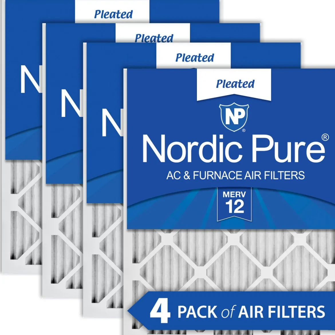 Nordic Pure 24x30x1 Pleated MERV 12 Air Filters 4 Pack (24x30x1M12-4)