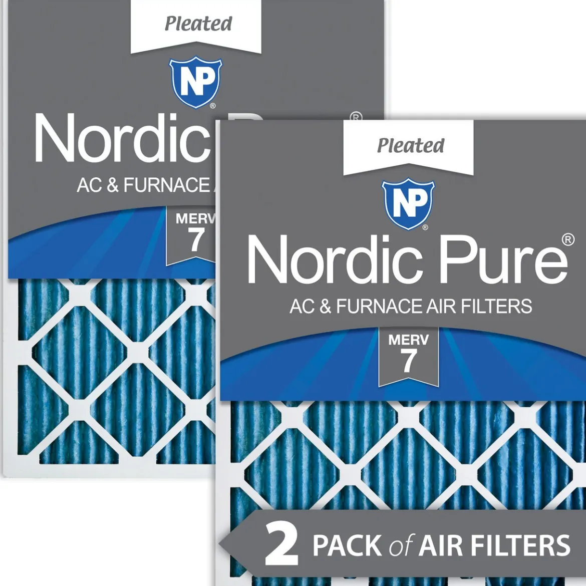 Nordic Pure 24x30x1 Pleated MERV 7 Air Filters 2 Pack (24x30x1M7-2)