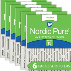 Nordic Pure 24x30x1 Pleated MERV 13 Air Filters 6 Pack (24x30x1M13-6)
