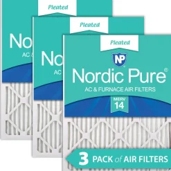 Nordic Pure 8x20x1 Pleated MERV 14 Air Filters 3 Pack (8x20x1M14-3)