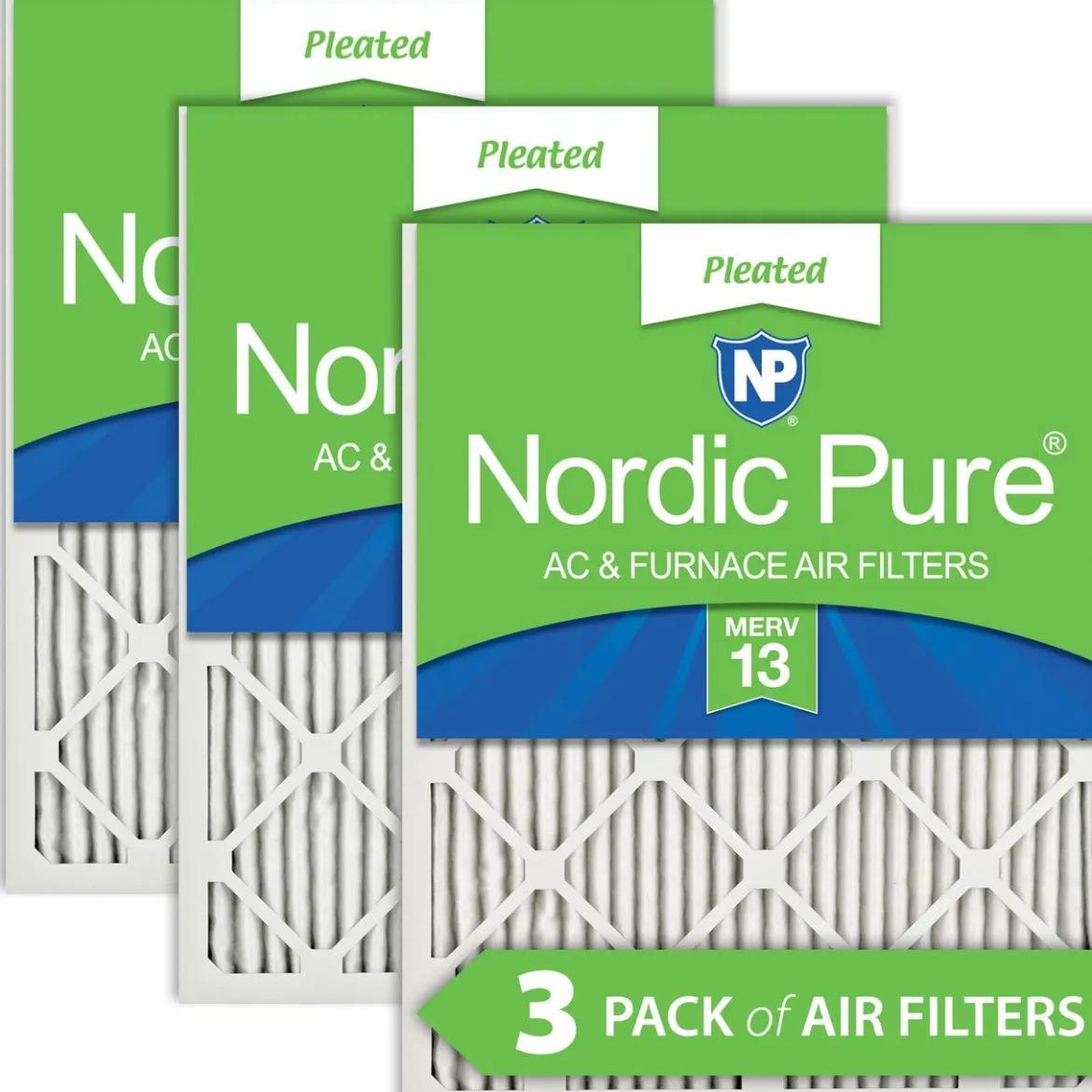 Nordic Pure 24x30x1 Pleated MERV 13 Air Filters 3 Pack (24x30x1M13-3)