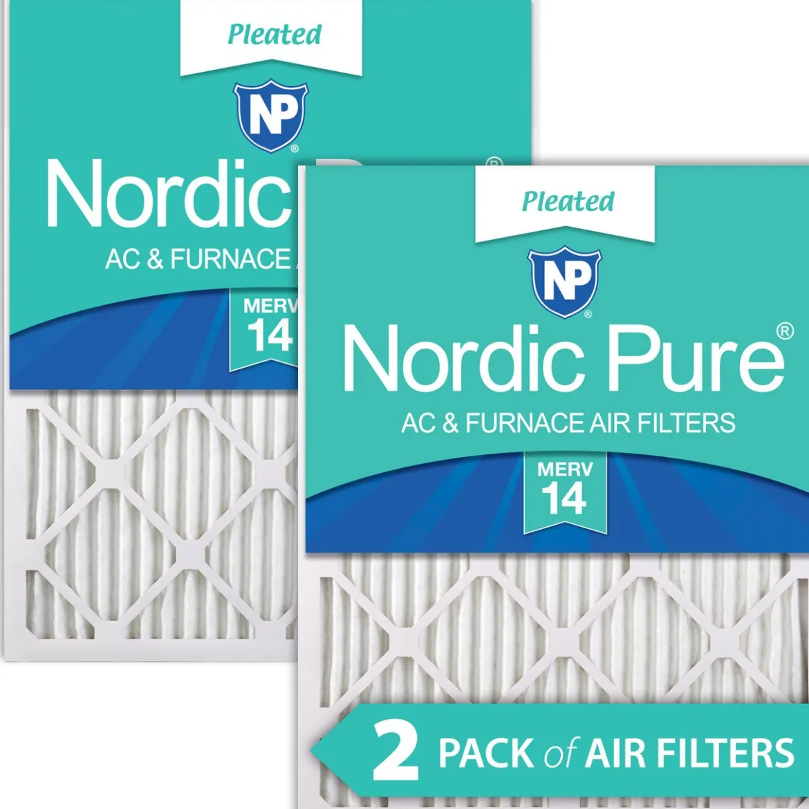 Nordic Pure 8x20x1 Pleated MERV 14 Air Filters 2 Pack (8x20x1M14-2)