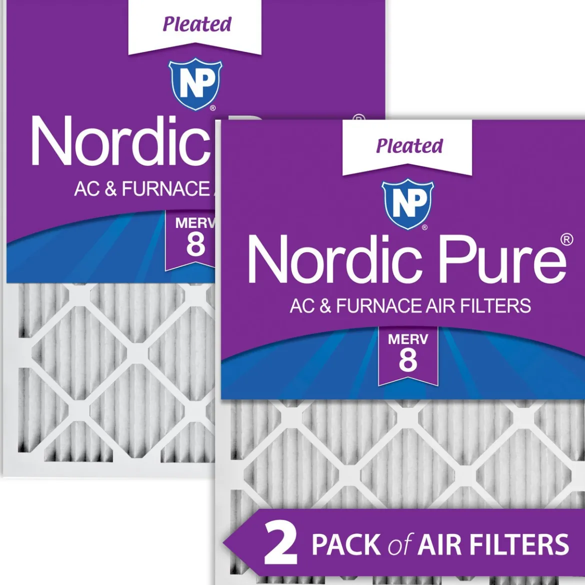 Nordic Pure 24x30x1 Pleated MERV 8 Air Filters 2 Pack (24x30x1M8-2)