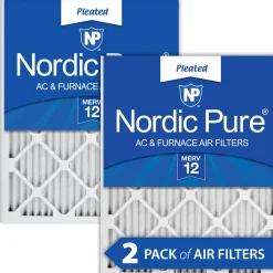 Nordic Pure 8x20x1 Pleated MERV 12 Air Filters 2 Pack (8x20x1M12-2)