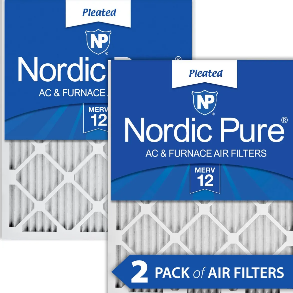Nordic Pure 8x20x1 Pleated MERV 12 Air Filters 2 Pack (8x20x1M12-2)