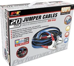 Performance Tool W1667 20' 4-Gauge 500 AMP 100% Copper All Weather Jumper Cables