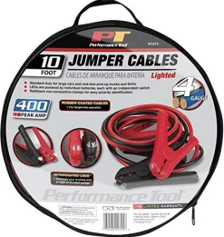 Performance Tool W1675 10ft 4GA Lighted Jumper Cables