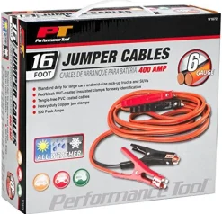 Performance Tool W1672 6-Gauge 400 AMP All Weather Jumper Cables 16'