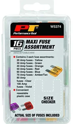 Performance Tool W5374 16-Piece Maxi Fuse Assortment