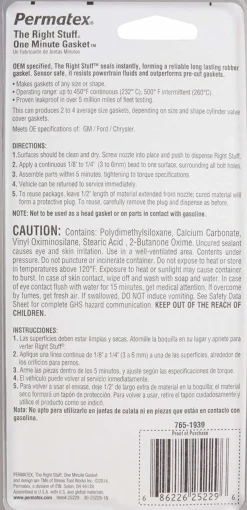 Permatex The Right Stuff 1 Minute Gasket Maker Black Elastomeric Gasket 3 oz (25229)