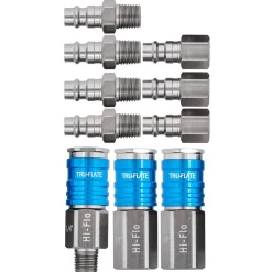 Plews 1/4" Body, T6 Aluminum 'Hi Flo' Plug And Coupler Set, 10 Piece (13-907)