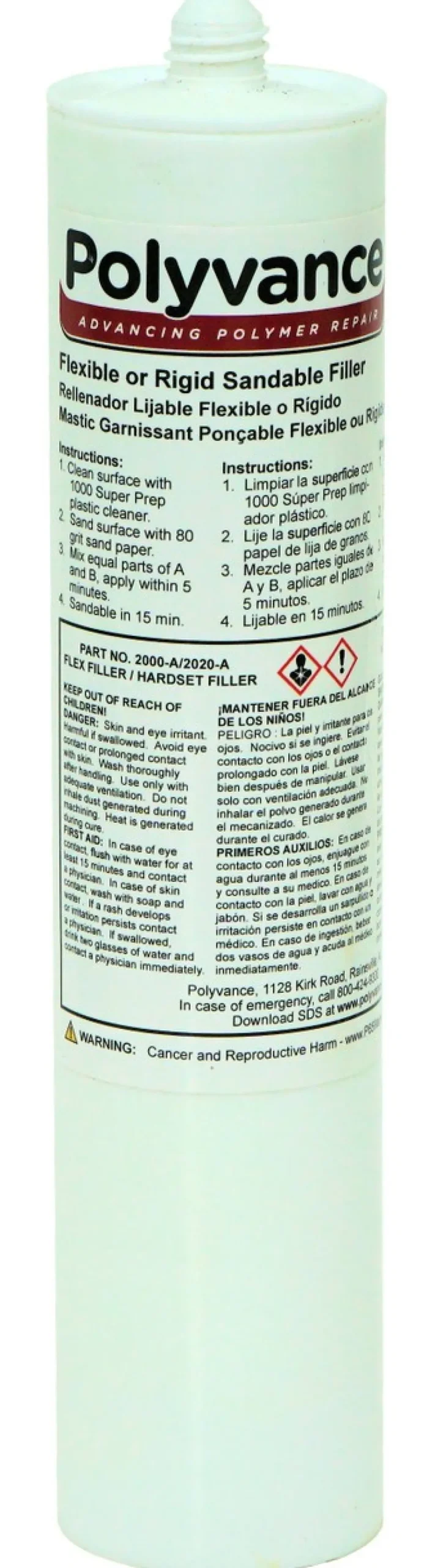 Polyvance Epoxy Hardener For Flex Filler And Hardset Filler, Cartridge (2000-2020-CA)