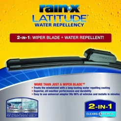 Rain-X 5079278-2 Latitude 2-IN-1 Water Repellency Wiper Blade, 21