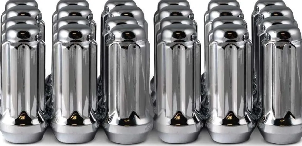 RHI Automotive 14x1.5 Closed End Long Spline 6 Lug 2.00" Chrome 24 Lugs 1 Key (8744LK6-C)