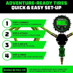 RHINO USA MULTI-TIRE INFLATION KIT - 4 WHEEL (AC-TI4W-GRN)