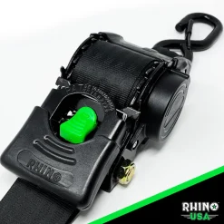 Rhino USA Retractable Ratchet Straps (2pk 2inx10ft) (Black) (RETRACTABLE-2X10-2PK)