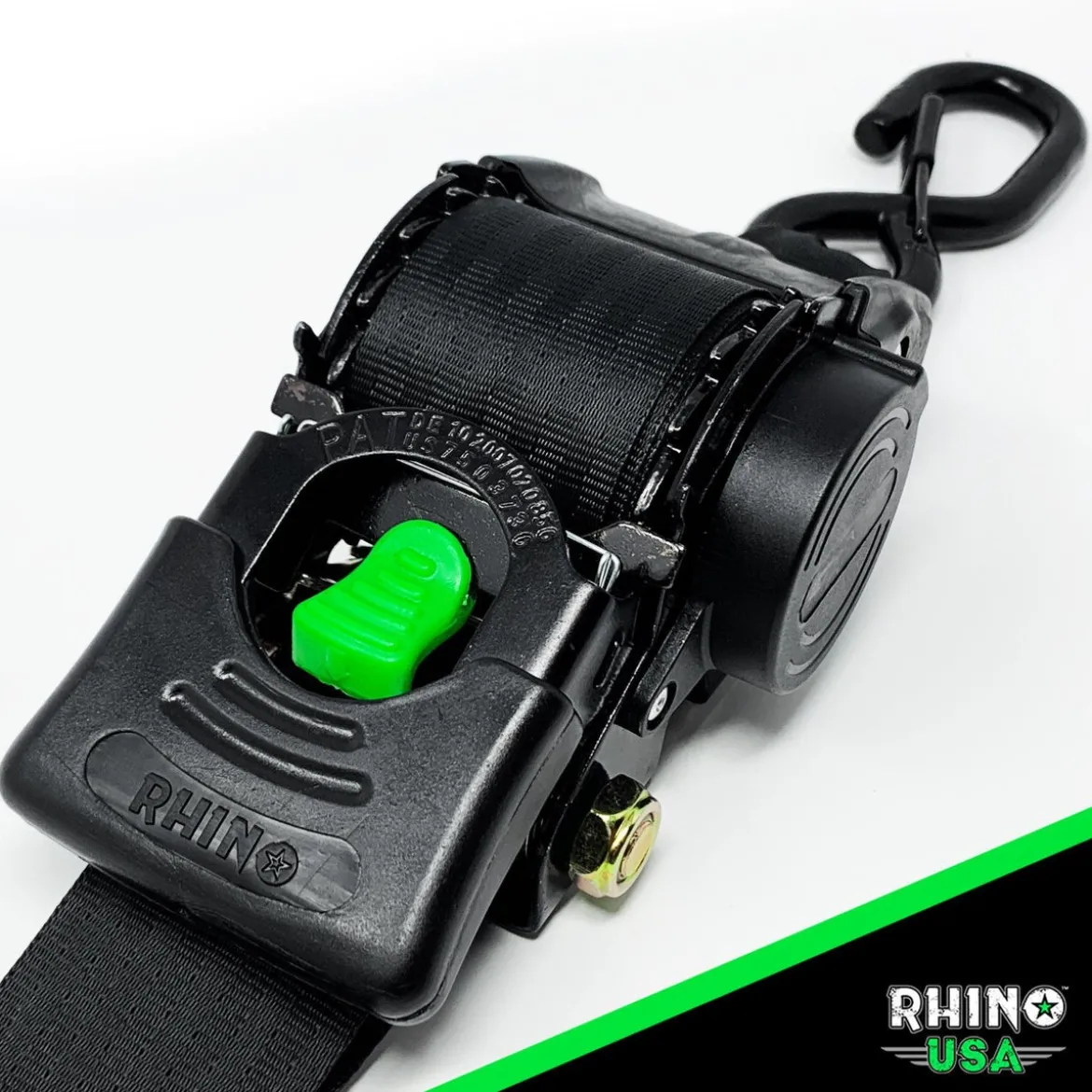 Rhino USA Retractable Ratchet Straps (2pk 2inx10ft) (Black) (RETRACTABLE-2X10-2PK)