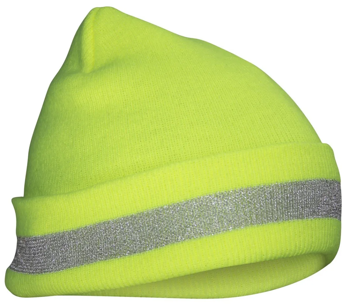 SAS Safety 690-1711 Yellow Knit Beanie w/ Reflective Trim