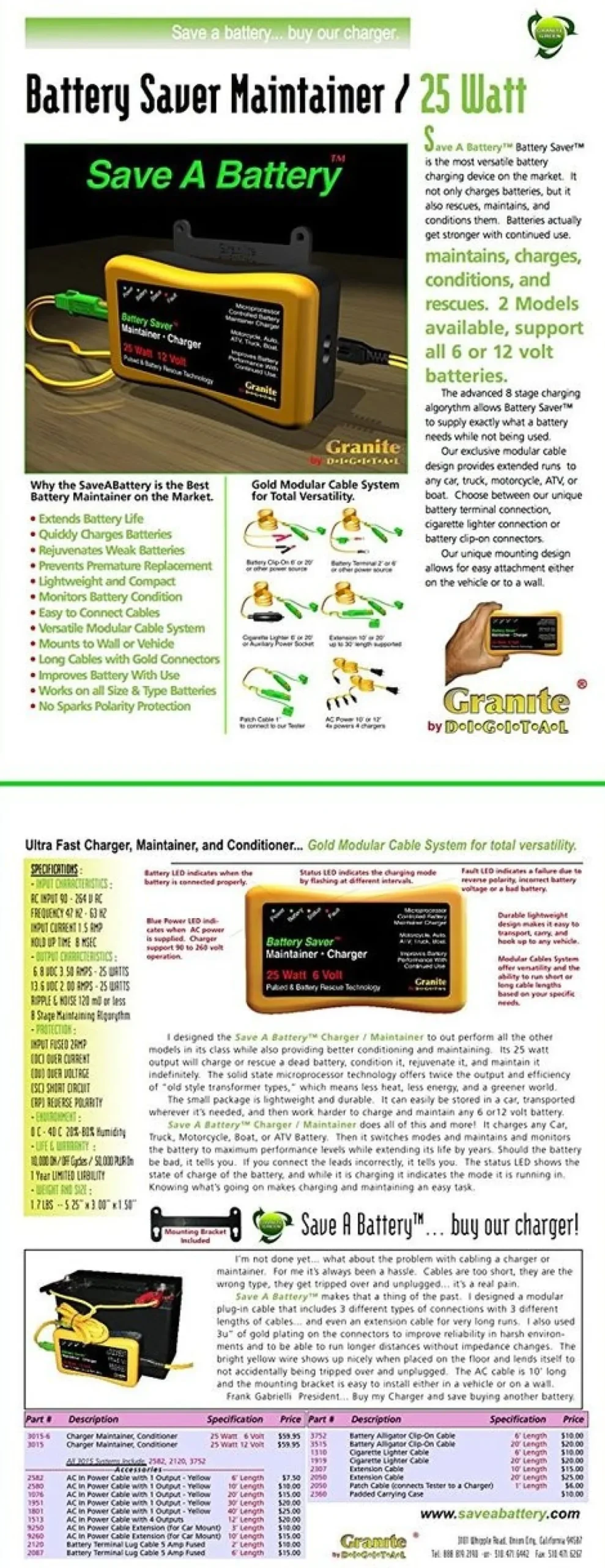 Save-A-Battery 3015LCD 12V 25W Battery Maintainer & Saver (3015LCD)