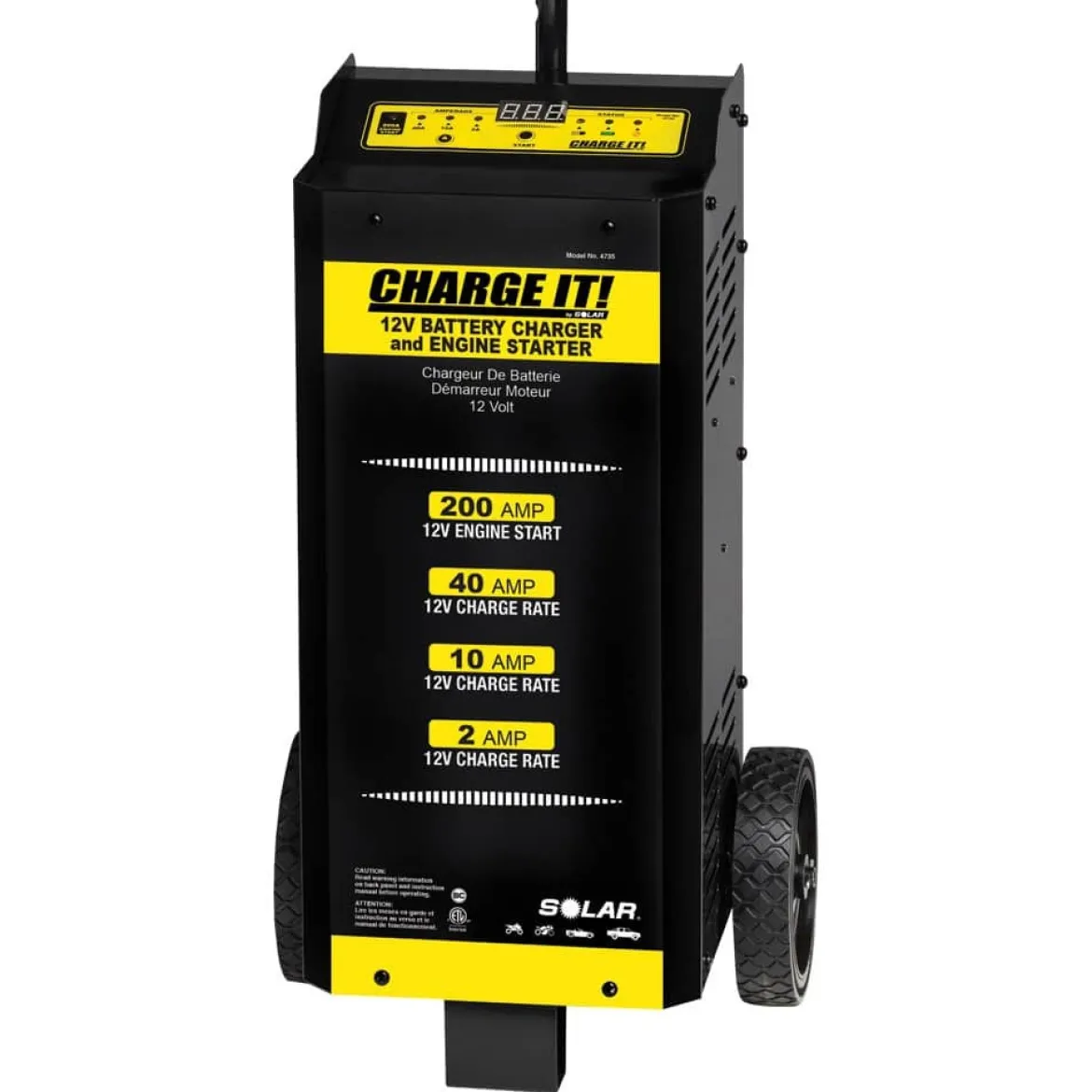 Solar 4735 CHARGE IT! 40/10/2/200 Amp 12 Volt Wheeled Battery Charger
