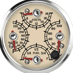 Speedhut 3-3/8" Ant. Met Wat Temp/Volt/Oil PSI/Fuel Level (R3-QG1-ATQ)