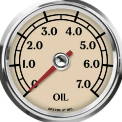 Speedhut 2-5/8" Antique 0-7.0 Bar Oil Pressure Gauge (L25-OP4-ATQ)