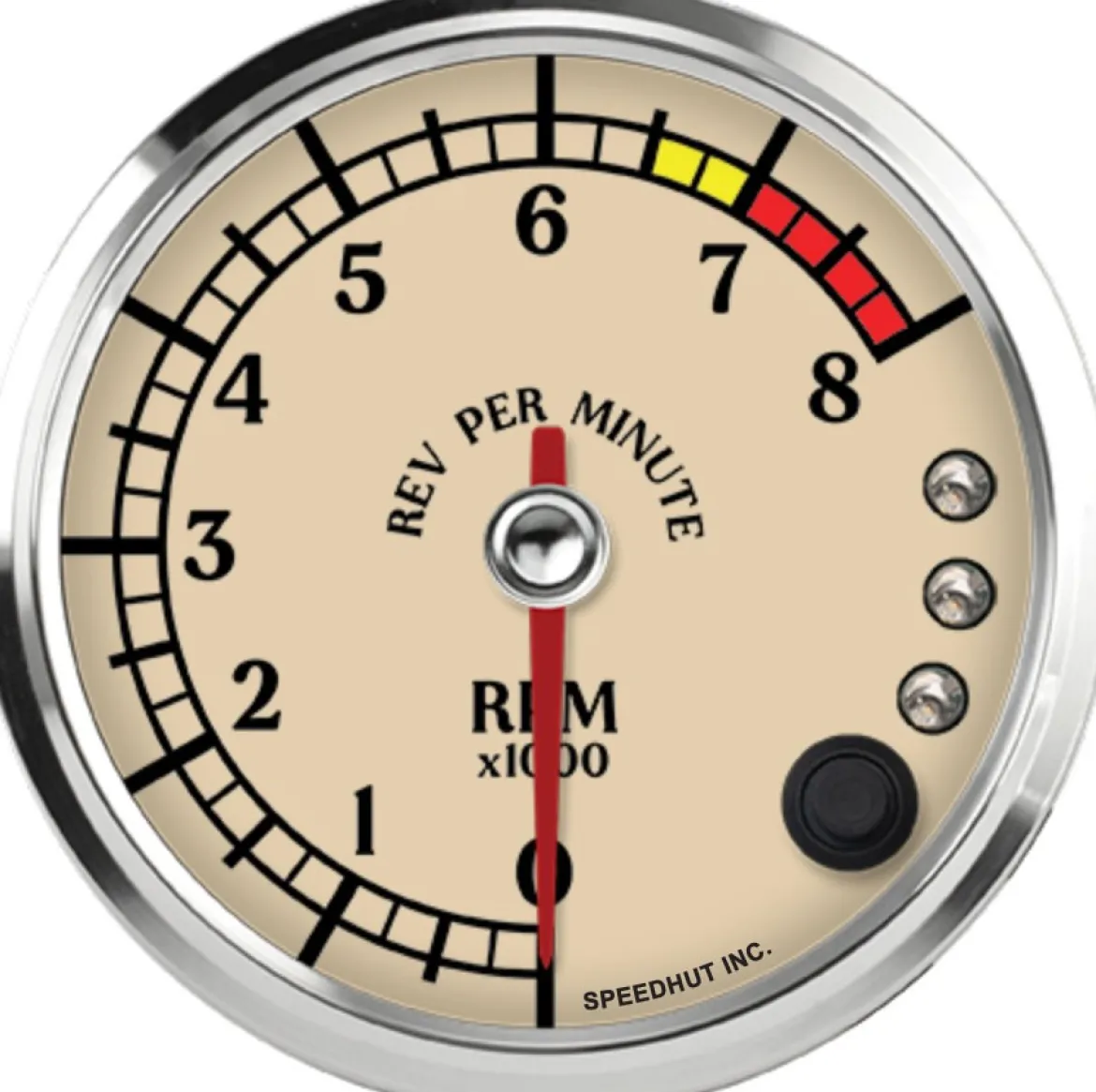 Speedhut 3-3/8" Antique 8K RPM Shift-light Tachometer (R3-TC3-ATQ)