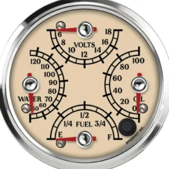 Speedhut 4" Antique Met Water Temp/Volt/OilPSI/Fuel Level (R4-QG1-ATQ)
