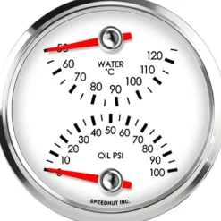 Speedhut 3-3/8" Cels Water Temp / Oil Pressure (top/bot) (L3-DG5-LEG)